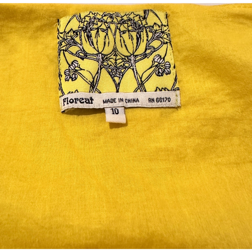 Floreat Anthropologie Yellow Cotton Lace Sleeveless Shift Dress Size 10 - Picture 9 of 10